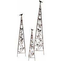 Spetebo - Metall Rank Pyramide 3er Set - 130/105/80 cm - Rank Hilfe Pflanzen Gitter Deko von SPETEBO