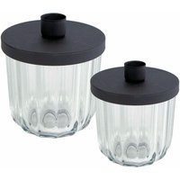Spetebo - Metall Stabkerzen Halter mit Glas - 2er Set - Deko Tafel Kerzen Ständer schwarz von SPETEBO