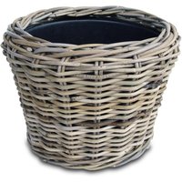 Spetebo - Rattan Pflanztopf mit Kunststoff Einsatz - 33 x 24 cm - Garten Deko Blumenkorb shabby grau - Drypot Weide Flechtkorb Pflanzen Behälter Spetebo - Rattan Pflanztopf mit Kunststoff Einsatz - 33 x 24 cm - Garten Deko Blumenkorb shabby grau - Drypot Weide Flechtkorb Pflanzen Behälter von SPETEBO