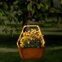 Spetebo - Solar Blumenampel in Rost Optik warm weiß beleuchtet - hexagon - Deko Hängeleuchte zum Bepflanzen von SPETEBO