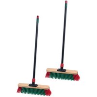 Spetebo - Straßenbesen mit stufenlos einstellbarem Teleskopstiel - 2er Set - Kehrbesen grob für Außen mit verstellbarem Metallstiel von SPETEBO