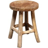 Teak Blumenhocker 26 x 20 cm rund - natur / groß - Holz Pflanzen Hocker mit 4 Füßen - Echtholz Deko Massivholz Blumen Pflanzen Ständer von SPETEBO