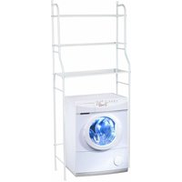 Waschmaschinenregal mit 3 Ablagen - 155 x 68 cm - Überbau Standregal aus Metall in weiß - Badezimmerregal Toilettenregal Nischenregal wc Regal von SPETEBO