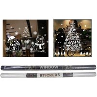 Weihnachts Fensterbilder selbstklebend 72 x 54 cm - 2er Set - Winter Fensteraufkleber Schneemann und Weihnachtsbaum - Fenster Sticker Weihnachts von SPETEBO