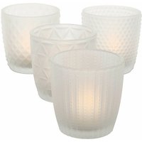 Windlicht marilu - 4 teilig - Milchglas Optik Glas Teelicht Halter Tisch Deko von SPETEBO