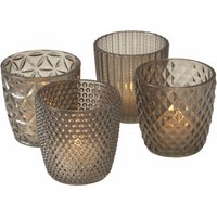 Windlicht marilu - 4 teilig - transparent grau Glas Teelicht Halter Tisch Deko von SPETEBO