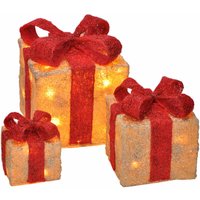 Spetebo - led Geschenkboxen mit Timer 3er Set - rot - Weihnachts Deko Boxen warm weiß beleuchtet Batterie betrieben mit Timer von SPETEBO