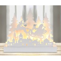 Spetebo - led Holz Aufsteller Weihnachtsmann im Schlitten - 30 cm - Advent Winter Tischdeko warm weiß beleuchtet Batterie bettrieben von SPETEBO