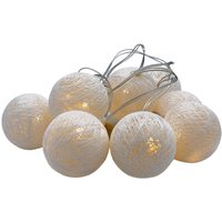 Led Lichterkette mit 10 Raphia Kugeln - weiß - Deko Beleuchtung mit Baumwollkugeln - Tischdeko Weihnachtsdeko Stimmungslicht von SPETEBO
