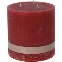 Xl 3-Docht Kerze 14 cm unparfümiert - rot - Mehrdocht Stumpenkerze natur geruchlos groß von SPETEBO