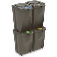 Spetebo - xl Sortibox Mülleimer mit Deckel 4er Set - 35 l / steingrau - Müll Trennsystem Abfall Trenner stapelbar von SPETEBO