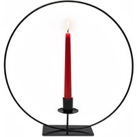 Stabkerzenhalter im Ring schwarz mit Standfuß - 30 cm - Metall Tisch Kerzenständer rund für Tafelkerzen von SPETEBO