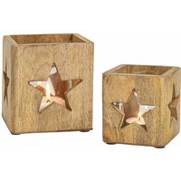 Stern Windlichthalter 2er Set Mango Holz - Glaseinsatz - Teelicht Kerzen Halter Stern Windlichthalter 2er Set Mango Holz - Glaseinsatz - Teelicht Kerzen Halter von SPETEBO