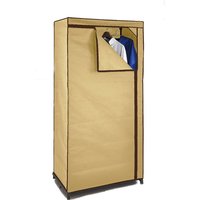 Stoff Kleiderschrank beige - 160 x 75 cm - Mobiler Schrank mit Kleiderstange von SPETEBO