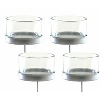 Teelichtstecker Glas / Metall im 4er Set - Kerzenhalter in silber von SPETEBO