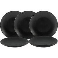 Teller ø 21 cm im 6er Set - schwarz matt - Dessertteller Speiseteller Porzellan Geschirr Tellerset Vorspeisen Teller von SPETEBO