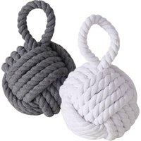 Türstopper Jute Knoten 2er Set 14 cm - grau und weiß - Türpuffer Kugel aus Strick im maritimen Design - Deko Seilknoten Tür Fenster Stopper von SPETEBO