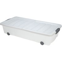 Unterbettkommode mit Klappverschluss weiß - 40 Liter - Aufbewahrungs Rollbox Unterbettbox Spielzeugkiste von SPETEBO