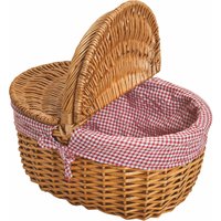 Spetebo - Weide Picknickkorb mit klappbarem Deckel - 40 x 30 cm - Picknick Trage Henkel Korb klassisch von SPETEBO