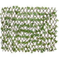 Weide Rankgitter mit Kunst Efeu ausziehbar - 140 x 110 cm - Holz Scherenspalier für Kletterpflanzen von SPETEBO