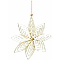Weihnachtsstern 3D aus Papier in weiß - 20 cm / mittel - Weihnachts Deko Hänger mit goldenem Glitzer von SPETEBO