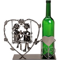 Spetebo - Weinflaschenhalter anthrazit 32 x 23 cm - Liebespaar auf Herzschaukel - Deko Flaschenhalter mit Metall Figuren - Pärchen Skulptur Flaschen Spetebo - Weinflaschenhalter anthrazit 32 x 23 cm - Liebespaar auf Herzschaukel - Deko Flaschenhalter mit Metall Figuren - Pärchen Skulptur Flaschen von SPETEBO