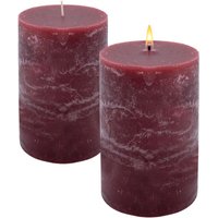 XL Echtwachs Stumpenkerze rustikal 2er Set 15 x 9 cm - bordeaux rot - Advents Kerze groß unparfümiert 95 Stunden Brenndauer von SPETEBO
