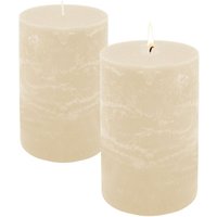 XL Echtwachs Stumpenkerze rustikal 2er Set 15 x 9 cm - creme - Advents Kerze groß unparfümiert 95 Stunden Brenndauer von SPETEBO