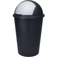 Spetebo - xxl Abfalleimer mit Schiebedeckel schwarz - 50 l - Runder Mülleimer mit Kuppel Deckel recycelbar von SPETEBO