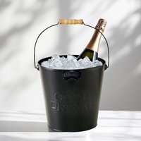 Zink Eiseimer mit integriertem Flaschenöffner - schwarz - Metall Getränkekühler 22 cm mit Holzgriff Zink Eiseimer mit integriertem Flaschenöffner - schwarz - Metall Getränkekühler 22 cm mit Holzgriff von SPETEBO