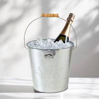 Zink Eiseimer mit integriertem Flaschenöffner - silber - Metall Getränkekühler 22 cm mit Holzgriff Zink Eiseimer mit integriertem Flaschenöffner - silber - Metall Getränkekühler 22 cm mit Holzgriff von SPETEBO