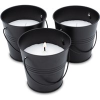 Zitronella Kerze im Metall Eimerchen schwarz - 3er Set - Duftkerze mit frischem Zitronen Aroma - Garten Balkon Camping Bistro Licht 40 Std. Brenndauer Zitronella Kerze im Metall Eimerchen schwarz - 3er Set - Duftkerze mit frischem Zitronen Aroma - Garten Balkon Camping Bistro Licht 40 Std. Brenndauer von SPETEBO