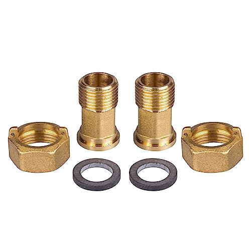 SPEWA Wasserzähler Verschraubungen ÜW -Mutter 3/4 Zoll x Tülle 1/2 Zoll AG, MS-blank Set mit 2 Stück + 1 von SPEWA