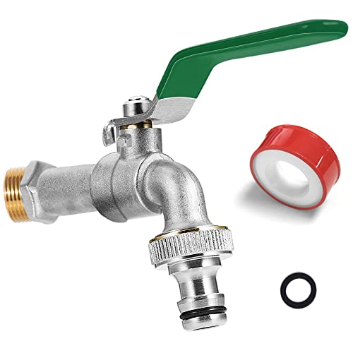 SPGOOD Garten Wasserhahn, Premium Wasserhahn 1/2 Zoll aus Messing Rost-und Frostsicher, mit Schlauchanschluss, 1 x Rollendichtband, für Garten, Waschmaschine, Zuhause oder Industrie(Grün) von SPGOOD