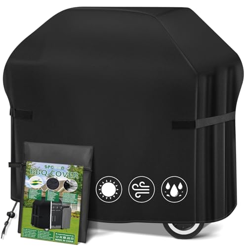 SPGOOD Grillabdeckung Wetterfest 420D Oxford-Stoff Grill Abdeckhaube Gasgrill Wasserdicht Staubdicht Schutzhülle Haube Abdeckplane Reißfest BBQ Cover, Universelle 132x66x110 cm von SPGOOD