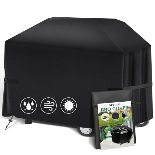 SPGOOD Grillabdeckung Wetterfest 420D Oxford-Stoff Grill Abdeckhaube Gasgrill Wasserdicht Staubdicht Schutzhülle Haube Abdeckplane Reißfest BBQ Cover, Universelle 170 x 61 x 117 cm von SPGOOD