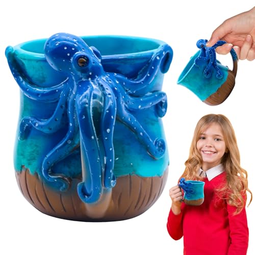 SPHERETRON 3D Oktopus Tasse Octopus Tasse Mit Oktopus Tentakelgriff 3D Kaffeetasse EröFfnungsgeschenke Für Jungen Und Mädchen Geschenke Für Schulanfang Geburtstagsgeschenke von SPHERETRON