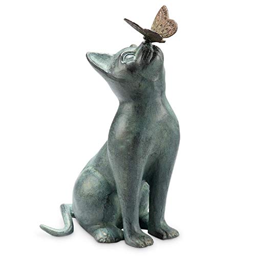 Cat and Butterfly Curiosity Garden Statue von SPI