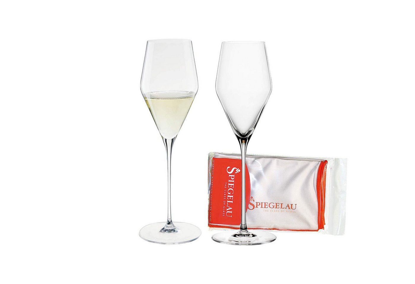 SPIEGELAU Champagnerglas Definition Champagnergläser + Poliertuch 250 ml, Glas von SPIEGELAU