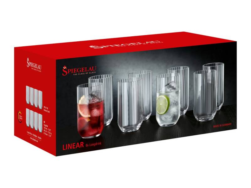 SPIEGELAU Gläser-Set Linear Longdrink Set 8tlg, Kristallglas von SPIEGELAU