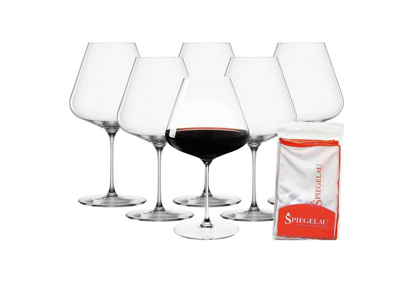 SPIEGELAU Rotweinglas Definition Burgundergläser + 1 Poliertuch 960 ml, Glas von SPIEGELAU