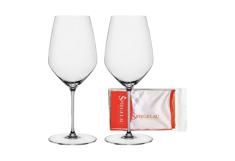SPIEGELAU Rotweinglas Hi-Lite Bordeauxgläser + Poliertuch 650 ml 2er Set, Glas von SPIEGELAU