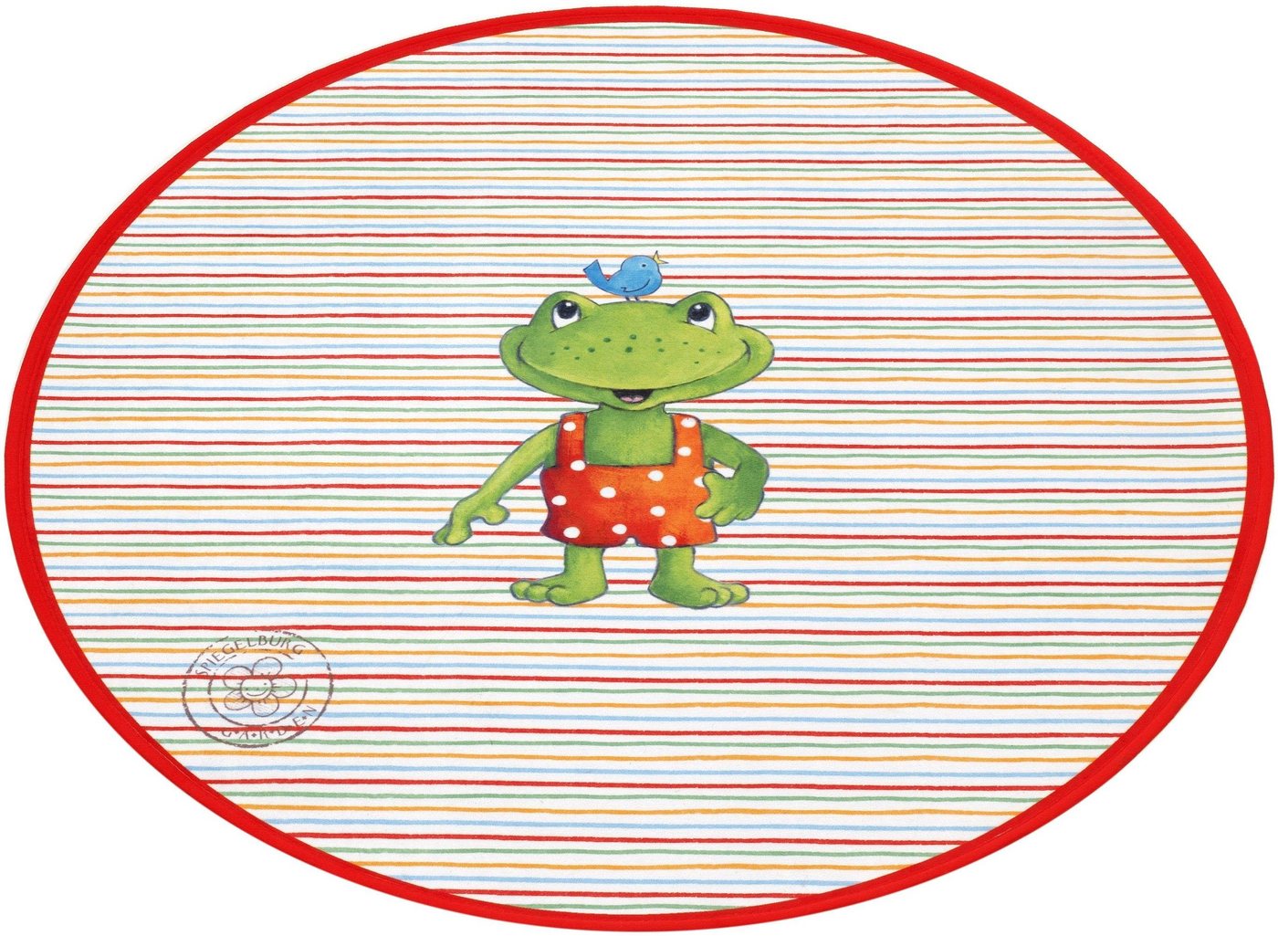 Kinderteppich GA-614, SPIEGELBURG GARDEN, rund, Höhe: 6 mm, Stoff Druck, gestreift, Motiv Frosch, weiche Microfaser, Kinderzimmer von SPIEGELBURG GARDEN