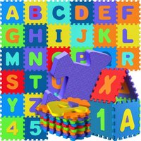 Spielwerk® 86-teilige Puzzlematte Baby Kinder 3,3m² Spielmatte Bodenschutzmatte Krabbelmatte Buchstaben Zahlen ABC Lernteppich XXL Schaumstoff von Deuba