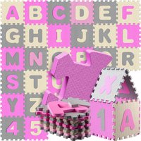 86-teilige Puzzlematte Baby Kinder 3,3m² Spielmatte Bodenschutzmatte Krabbelmatte Buchstaben Zahlen abc Lernteppich xxl Schaumstoff Pink - Spielwerk von SPIELWERK