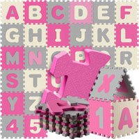 86-teilige Puzzlematte Baby Kinder 3,3m² Spielmatte Bodenschutzmatte Krabbelmatte Buchstaben Zahlen abc Lernteppich xxl Schaumstoff Pink - Spielwerk von SPIELWERK
