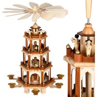 Spielwerk - Weihnachtspyramide aus Holz 4-stöckig für 6 Kerzen - Weihnachtsdekoration Weihnachten Holzpyramide Echtholz Deko braun Spielwerk - Weihnachtspyramide aus Holz 4-stöckig für 6 Kerzen - Weihnachtsdekoration Weihnachten Holzpyramide Echtholz Deko braun von SPIELWERK
