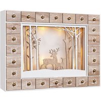 Adventskalender Holz Selbstbefüllen Wiederverwendbar Nachhaltig led warmweiß 3D Fenster 24 Türchen Weihnachtskalender Kinder diy Dekoration von SPIELWERK