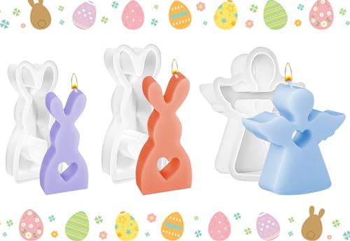 Silikonformen Gießformen Ostern, Silikonform 2 Hase 1 Engel, Kerzenformen zum Gießen, Gießformen Silikon, Kerzen formen Silikon, Silikonform Ostern, Silikonformen Kerzen, Kerzen Gießen formen(3PCS) von SPINNE LUCAS