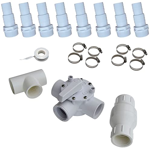 SPIRATO Pool Solarweiche Set 3-Wege-Ventil + T-Stück + Rückschlagklappe Bypass für Solarheizung mit 32-38mm Schlauchanschluss von SPIRATO